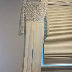 White Sheer Floral Jumpsuit
